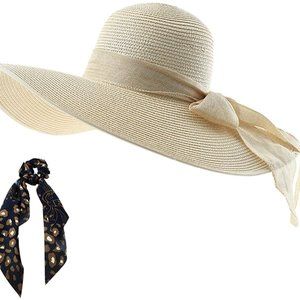 Hats Summer Women Floppy Wide Brim Ivory